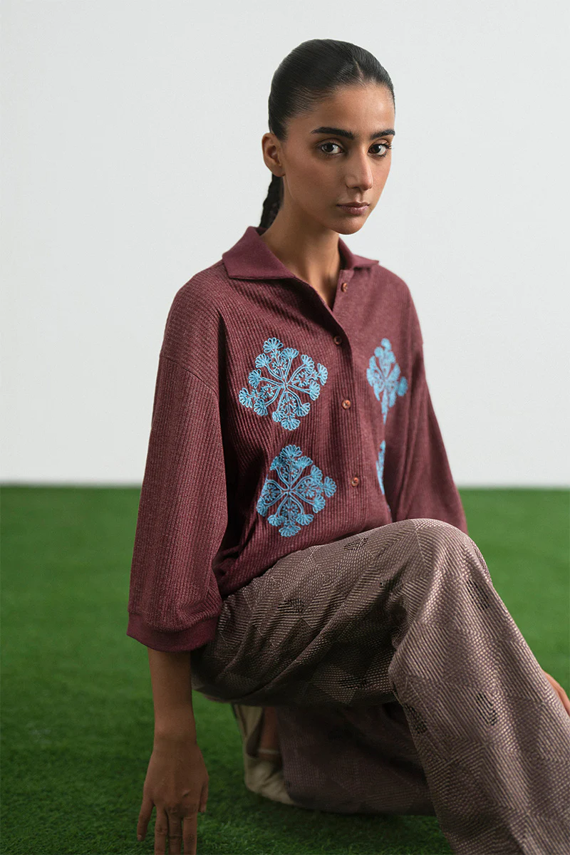 Qaif Cord Embroidered Polo Shirt (Women) - Image 3