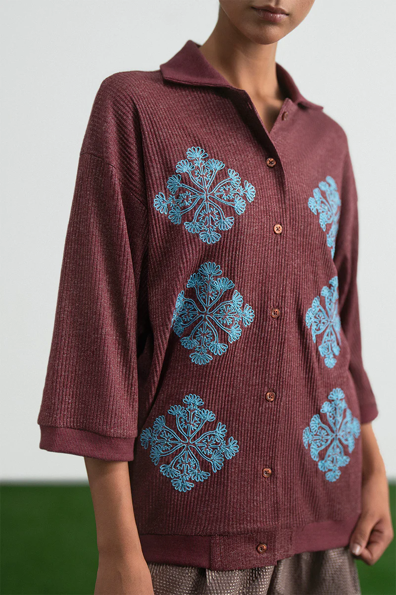 Qaif Cord Embroidered Polo Shirt (Women) - Image 4