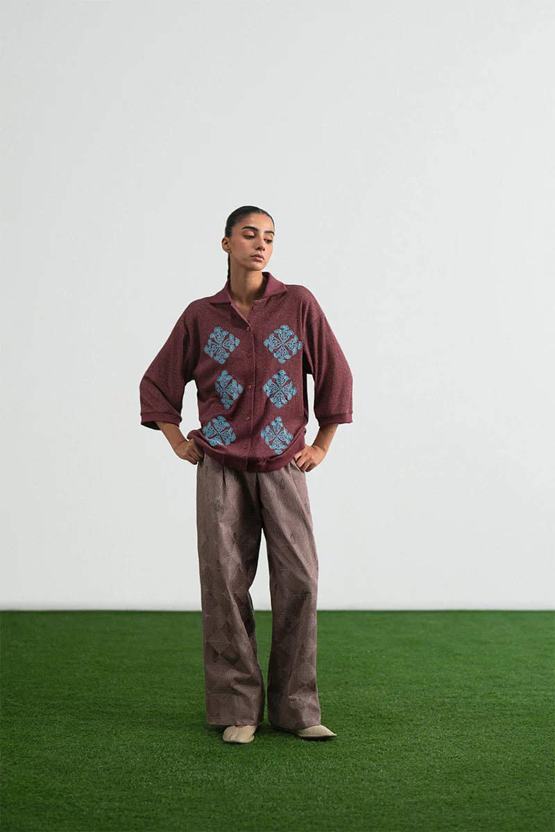 Qaif Cord Embroidered Polo Shirt (Women) - Image 8