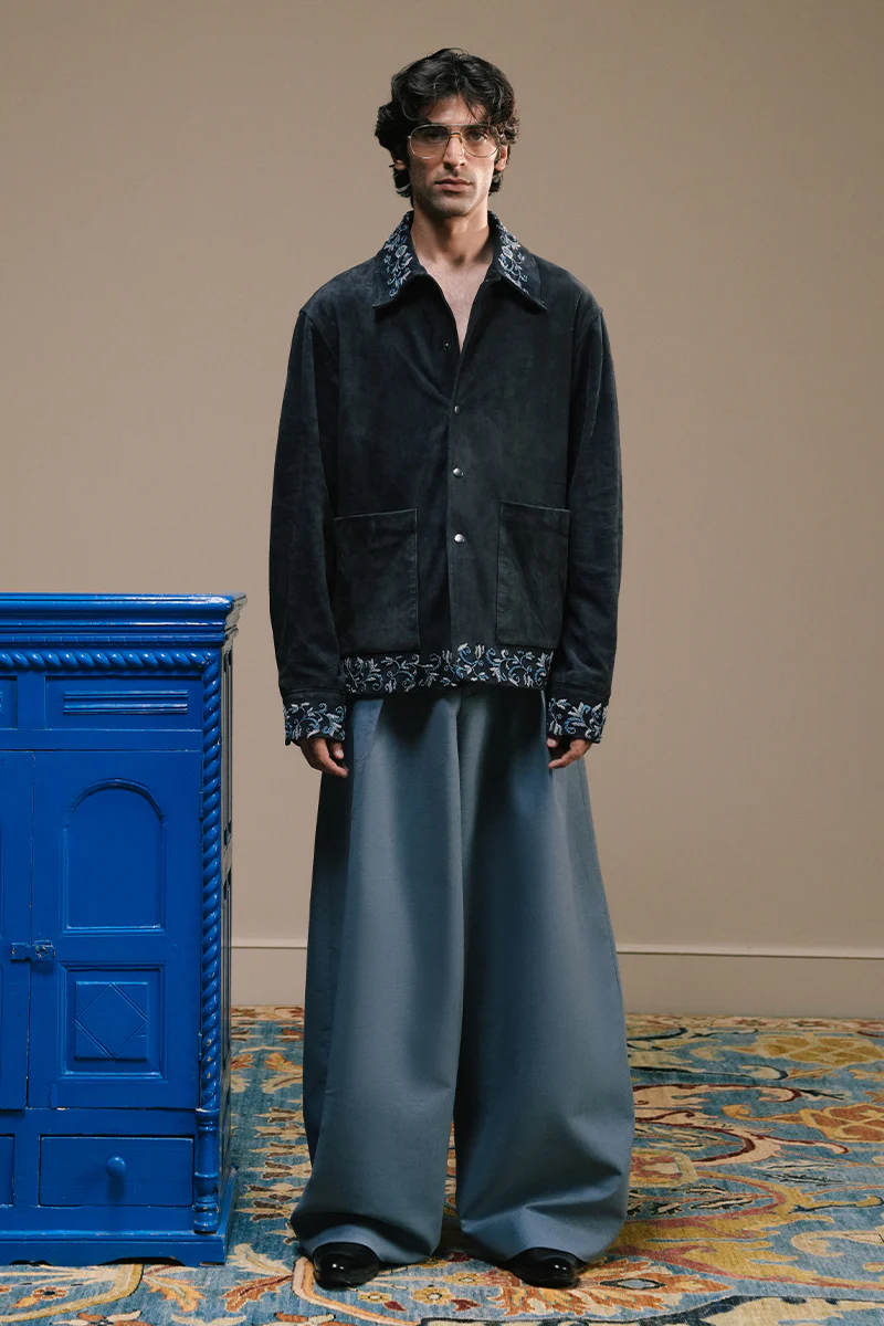Meeran Hand Embroidered Suede Overshirt - Image 3