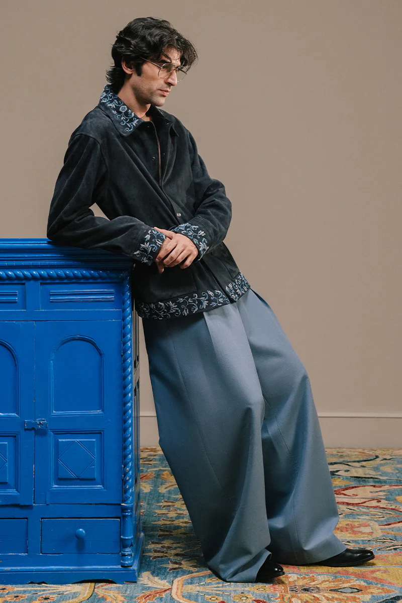 Meeran Hand Embroidered Suede Overshirt - Image 5