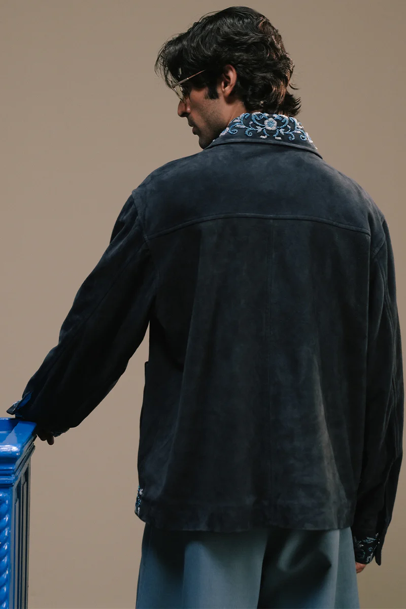 Meeran Hand Embroidered Suede Overshirt - Image 7