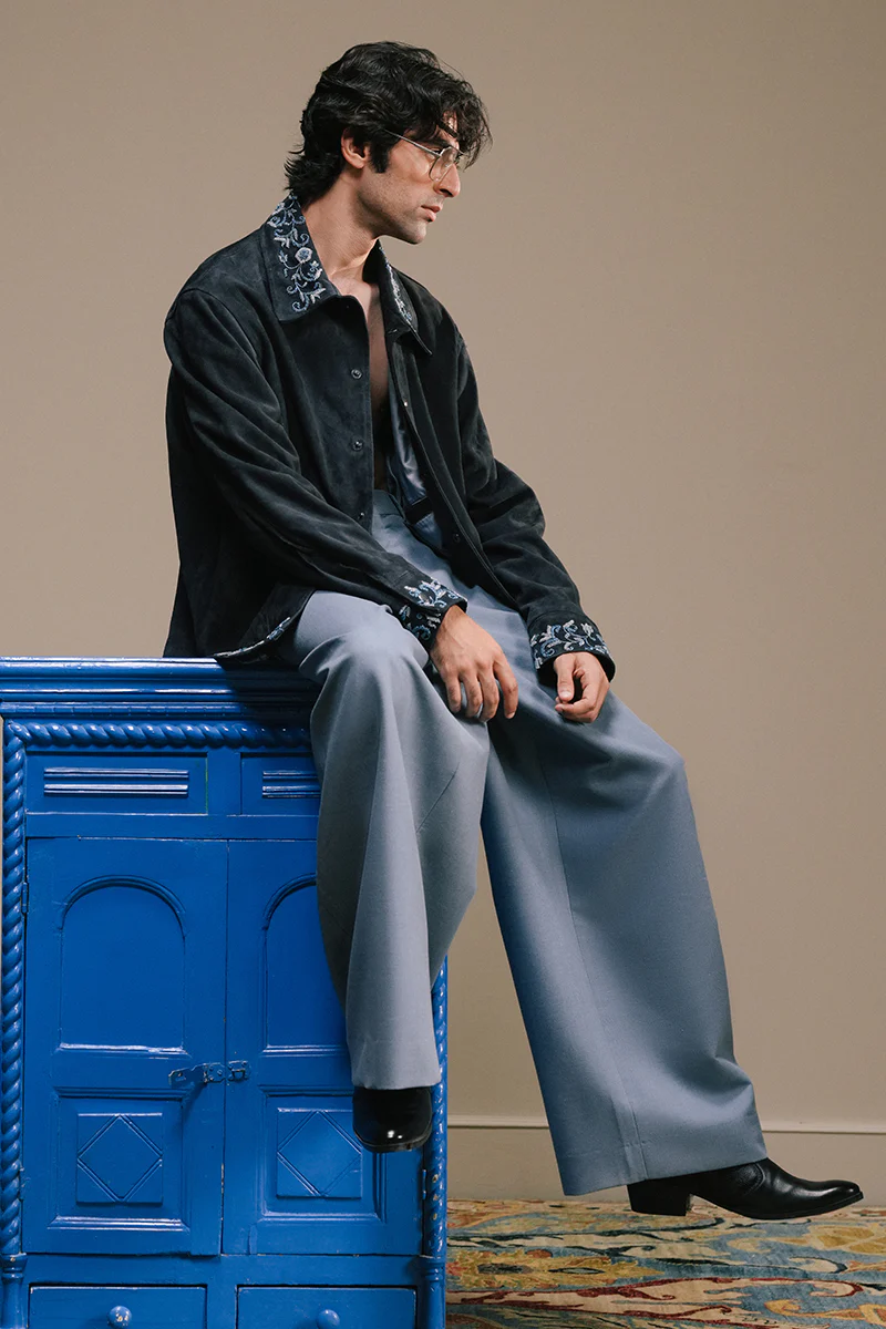 Meeran Hand Embroidered Suede Overshirt - Image 9