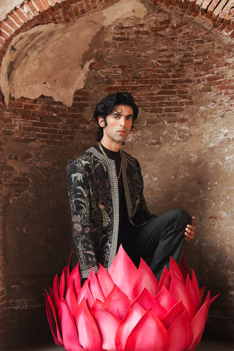 "Mystic Jungle" Hand Embroidered Structured Jacket (Men) - Image 5