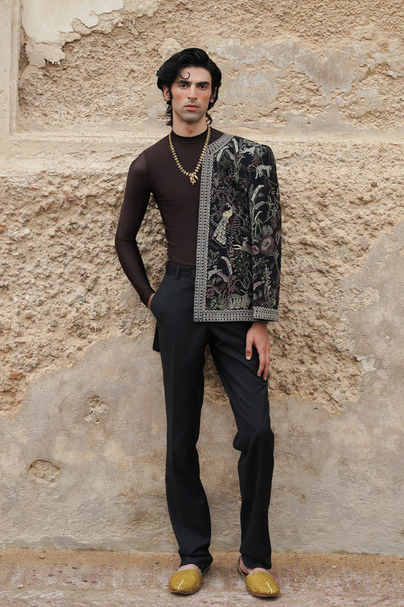 "Mystic Jungle" Hand Embroidered Structured Jacket (Men) - Image 7