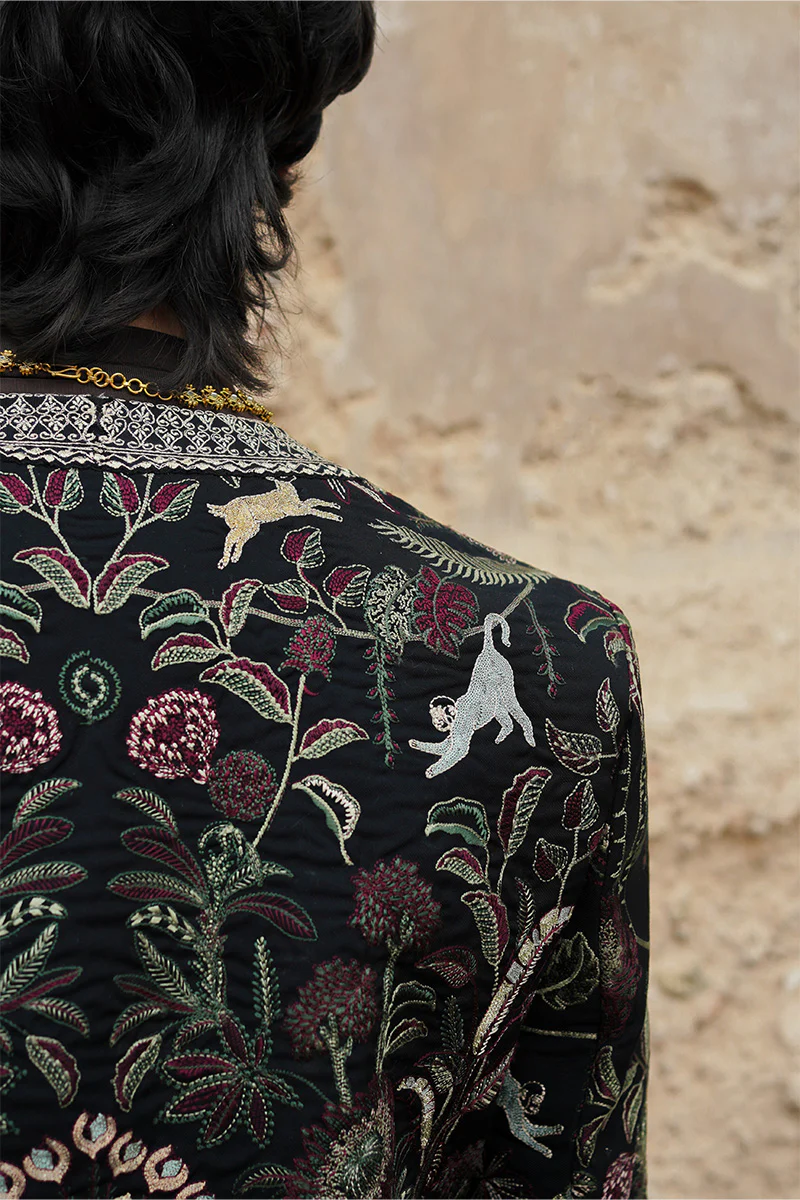 "Mystic Jungle" Hand Embroidered Structured Jacket (Men) - Image 8