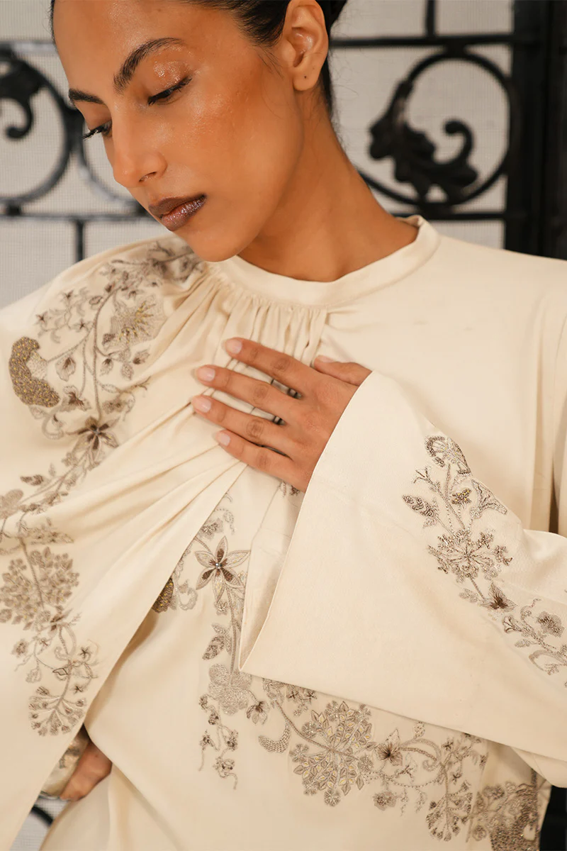 Raya Draped Hand Embroidered Shirt & Trouser Set (Women) - Image 11