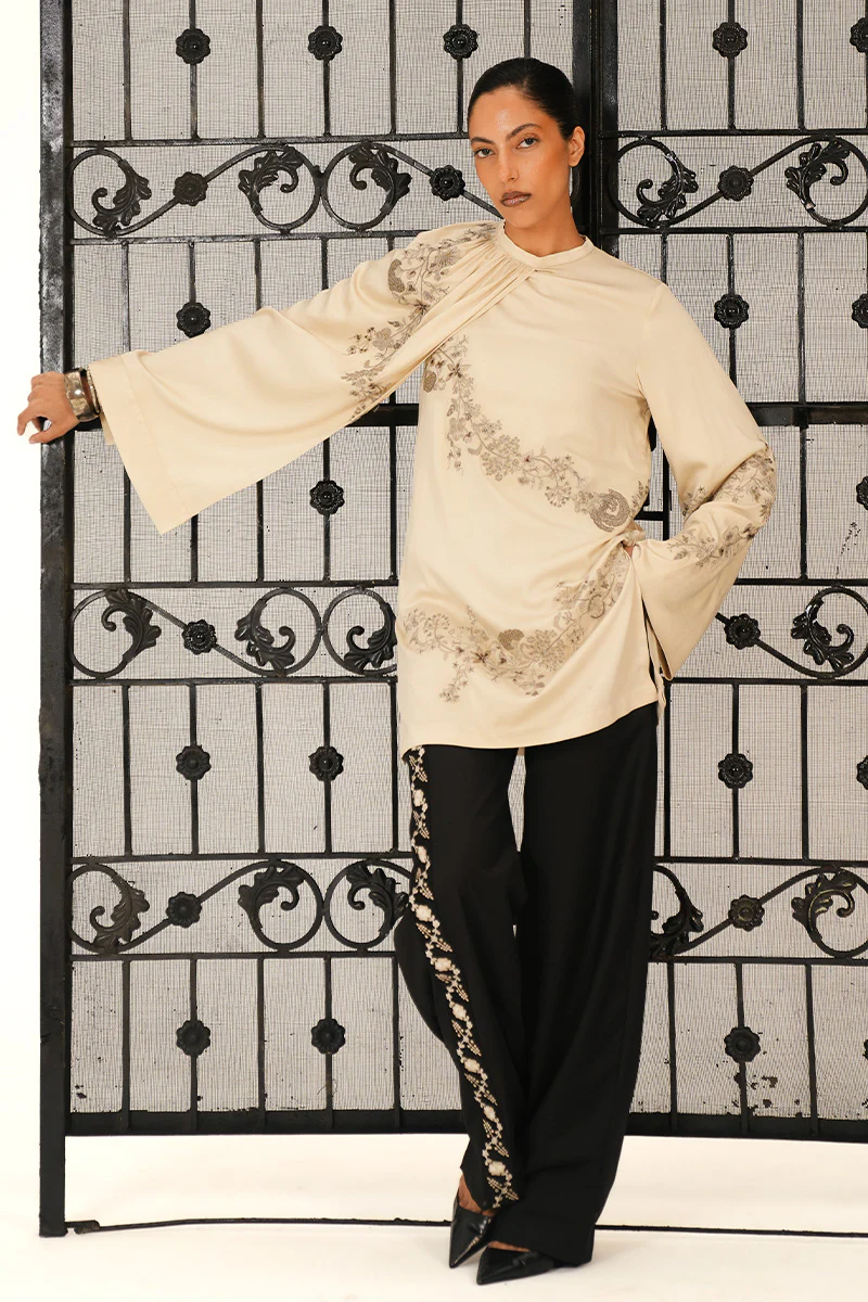 Raya Draped Hand Embroidered Shirt & Trouser Set (Women) - Image 12