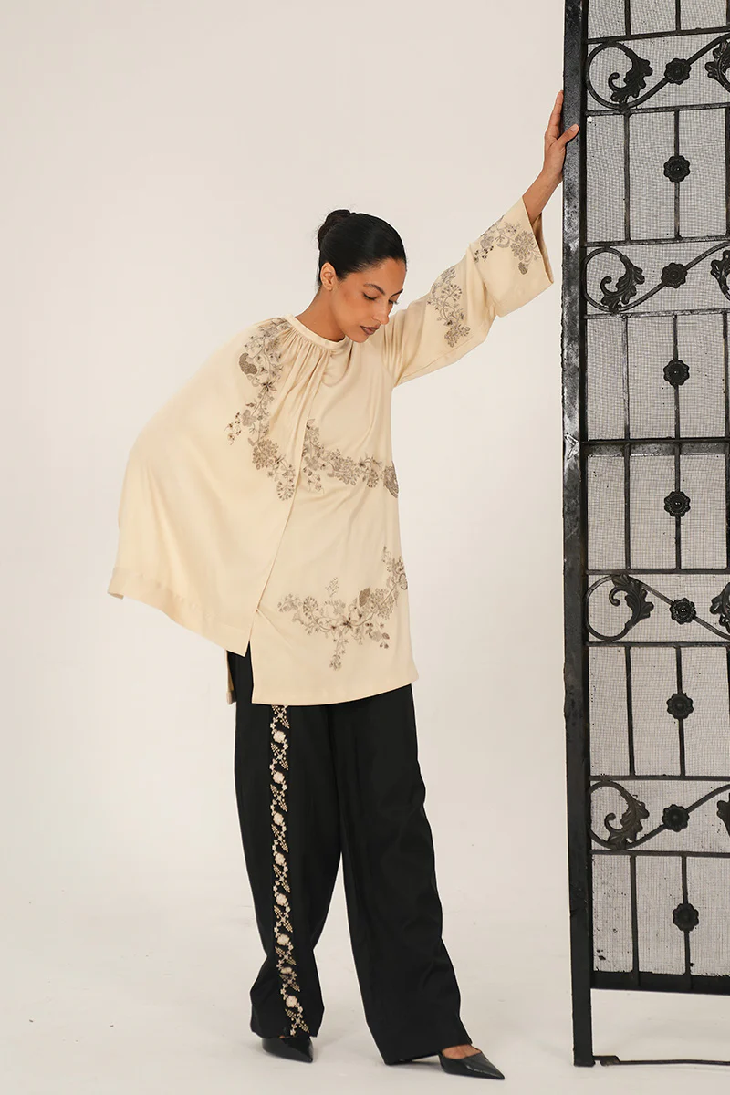 Raya Draped Hand Embroidered Shirt & Trouser Set (Women) - Image 13