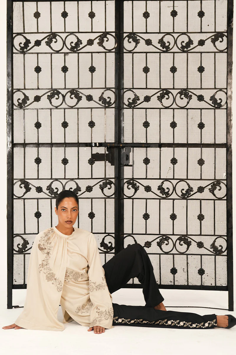 Raya Draped Hand Embroidered Shirt & Trouser Set (Women) - Image 15