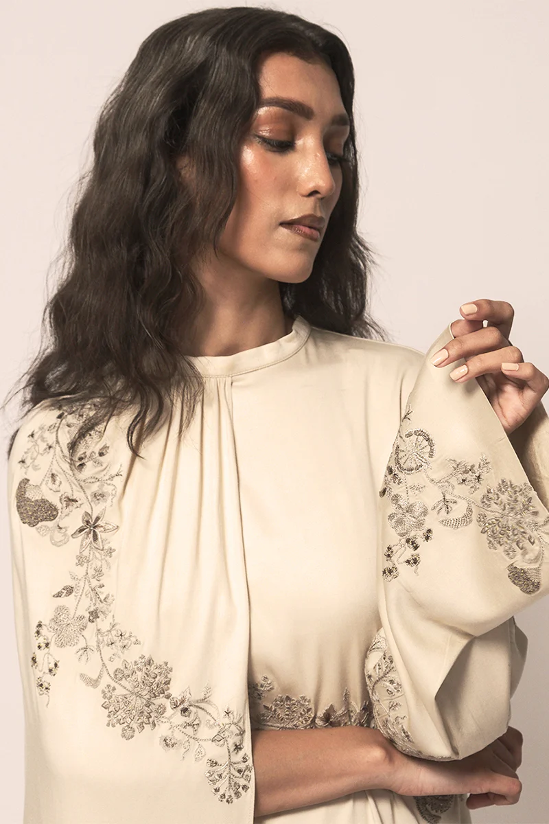 Raya Draped Hand Embroidered Shirt & Trouser Set (Women) - Image 3