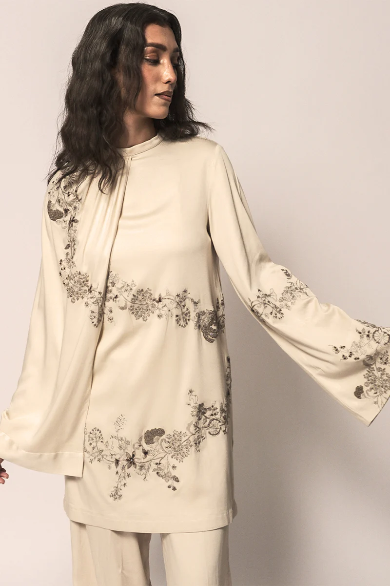 Raya Draped Hand Embroidered Shirt & Trouser Set (Women) - Image 5